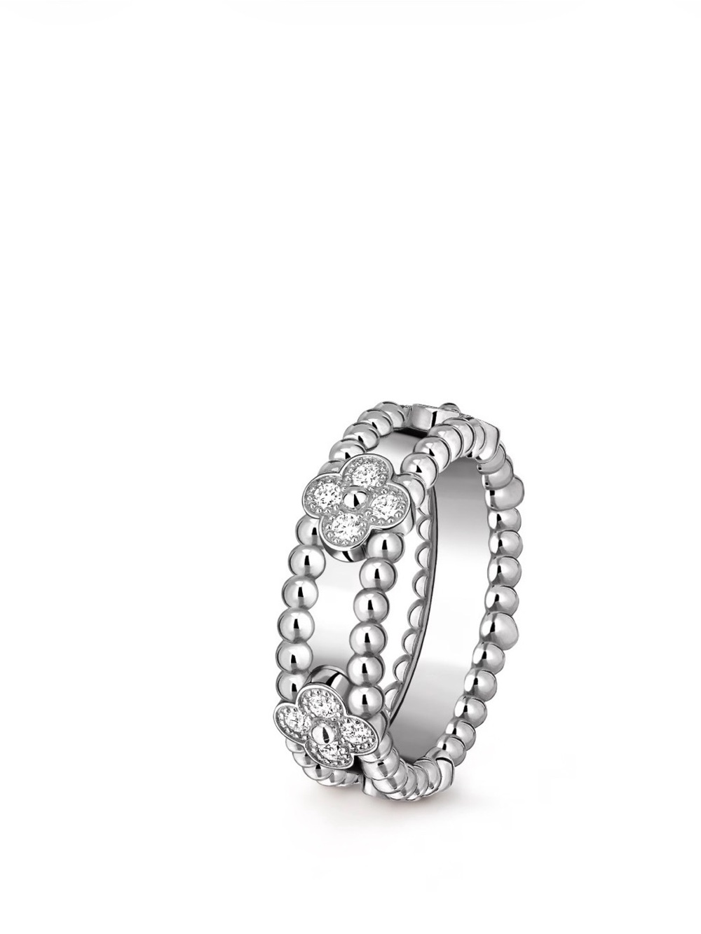 Silver Floral Bead Edge Women's Ring - Silver size 5.5